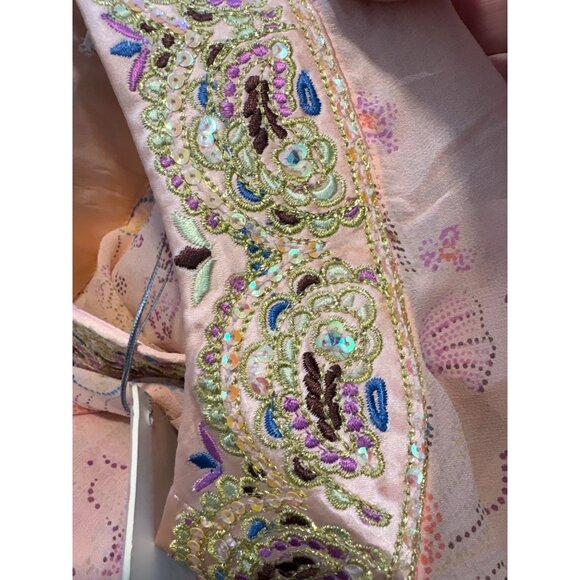 NWT Ebene Patrick Assuline Peach Sheer Kimono Robe Size 2 Duster Embroidered - Picture 4 of 14